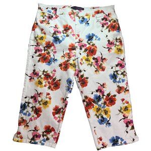 Gloria Vanderbilt - Women's Size 16 Capri Jeans Amanda White Floral 5-Pocket